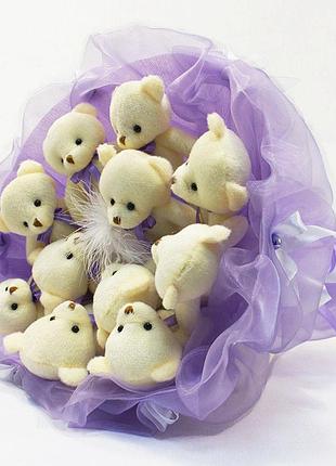 Букет из игрушек мишки лавандовый 5346it с 11ю игрушками