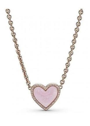 Роскошное серебряное колье с покрытием розового золота pandora