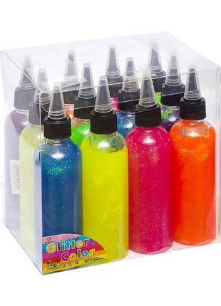 Клей для творчості з блискітками 120sp баночки 120мл 6 кольорів