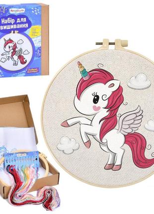 Дитячий набір для вишивання "єдиноріжка" dyek1017 п'яльце 20 см