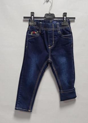 Джинсы на флисе,декор сердечки