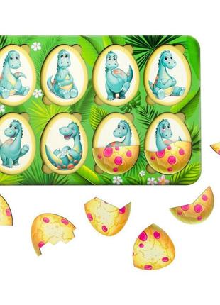 Деревянный пазл-вкладыш "эмоции динозавриков" ubumblebees (псд041) psd041, 8 яиц