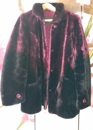 Шуба из натурального полированного мутона манто бомбер с норкой