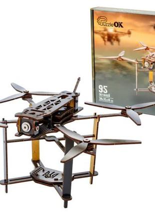 Детский деревянный 3d конструктор fpv дрон puz-00923 drone
