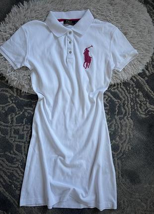 Хлопковое белое платье -футболка polo ralph lauren