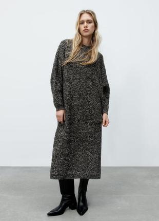 Вязаное платье-свитер от zara миди платье с шерстью оверсайз