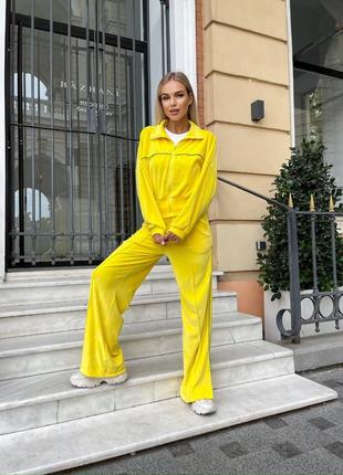 Спортивний костюм жіночий жовтий велюровий осінній весняний літній