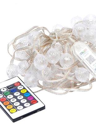Гірлянда rgb з пультом "кулька велика" d-52 smart, usb 50l 5 метрів, змінює колір