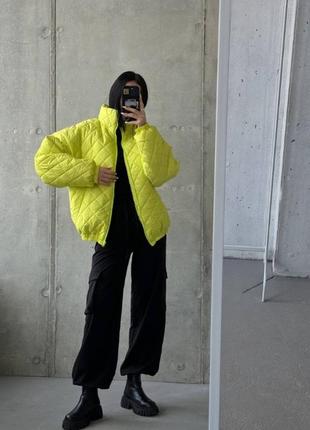 Куртка жіноча стьоганий салатовий oversize