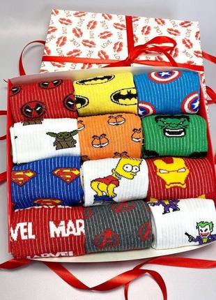 Подарунковий бокс жіночих шкарпеток на 12 пар 36-41 р "marvel"|знижка|