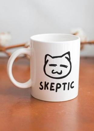 Кружка з принтом "skeptic" 330 мл біла|знижка|2 фото