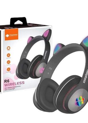 Наушники беспроводные \ наушники bluetooth deepbass r6 с ушками black