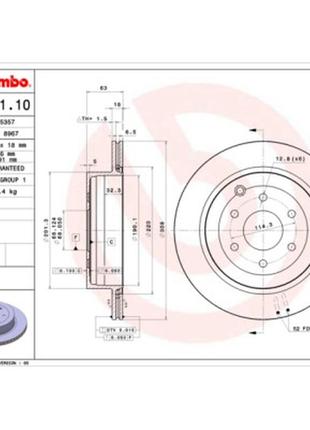 Тормозной диск brembo 09.b591.10