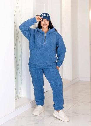 Жіночий спортивний хутряний тедді костюм lenato "walker"  джинс