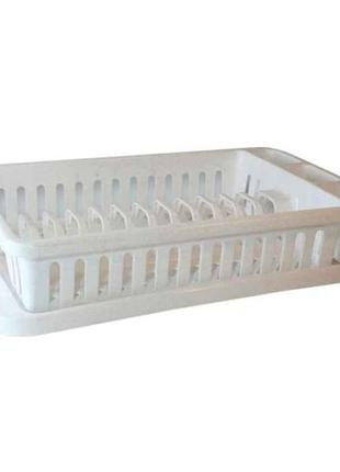 Сушарка пластикова для посуду з піддоном (12тар.) (біла) тм консенсус 7копійок