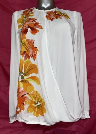 Блуза сорочка біла молочна шифон святкова 14 бренд