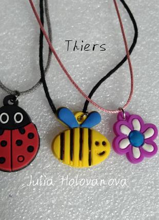 Дитячий чокер з підвіскою жук божья корівка сонечко, бджілка, квітка thiers