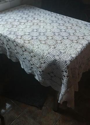 Скатерть ручной работы, связанная крючком, винтажная.