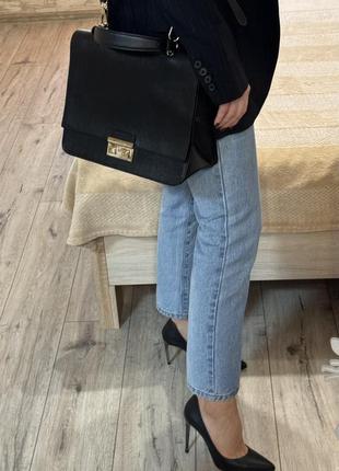 Жіноча велика шкіряна чорна сумка furla metropolis натуральна шкіра сафʼяно