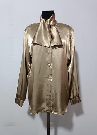 Атласная блуза золотистого цвета gerry weber, 40/m/l с завязками.
