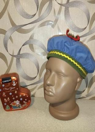 Карнавальная шляпа-берет голубой,синий