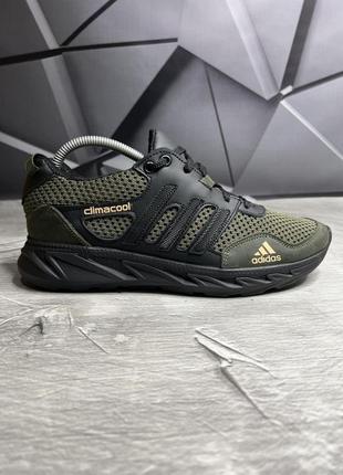 Кросівки літні сітка adidas олива2 фото