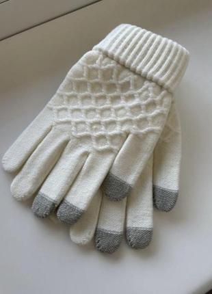 Перчатки перчатки женские молочно белые сенсорные
