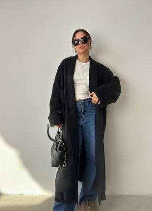 Женский качественный теплый бордовый кашемировый длинный кардиган шерсть кашемир бургунди