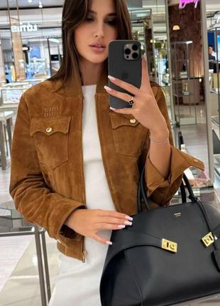 Бомбер замшевый miu miu