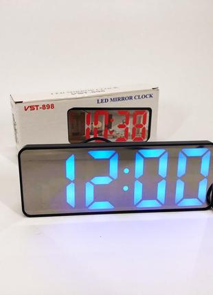 Электронные настольные led часы от usb vst-898-5 с будильником и термометром, настольные часы light