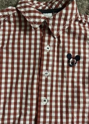 Рубашка микки маус в клетку 74 см 9 мес на мальчика