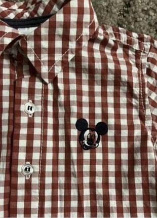 Рубашка микки маус в клетку 74 см 9 мес на мальчика