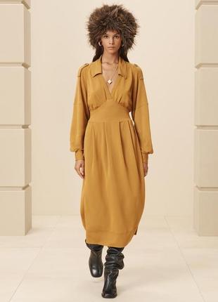 Платье женское горчичное вискозное zara new