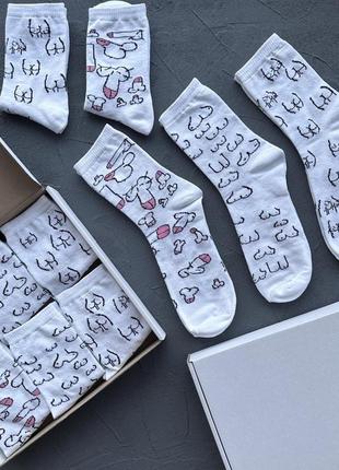 Подарунковий набір шкарпеток "18+" 6 пара 36-40 розмір білі