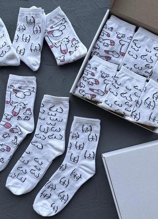 Подарунковий набір шкарпеток "18+" 6 пара 36-40 розмір білі2 фото