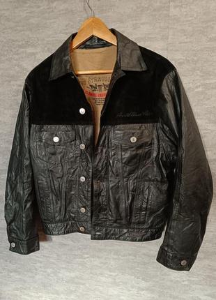 Винтажная кожаная куртка кожанка левис levis trucker jacket levi's