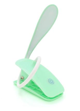 Гнучка настільна лампа-прищіпка sw-d812, 3 режими, 4,2v 300mah. microusb, 3 години роботи, 25 см, 200 гр, green,