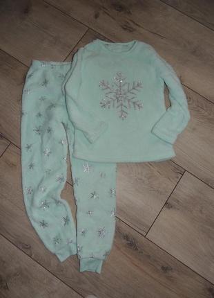 Теплая пижама 7-9 р. пижама новогодняя новогодняя плюшевая