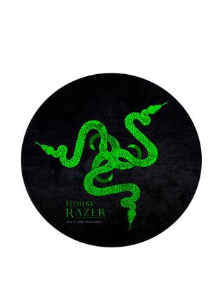 Коврик 220*220 мм тканевой razer 12 с боковой прошивкой (круглый), толщина 3 мм, цвет black/green, пакет