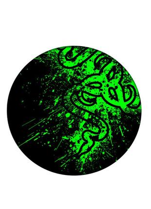 Коврик 200*200 мм тканевой razer 3 с боковой прошивкой (круглый), толщина 2 мм, цвет black/green, пакет