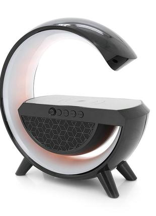 Настільна лампа-нічник hm-2301, bluetooth колонка, бспровідна зарядка телефона, світло rgb, box