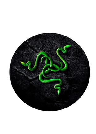 Коврик 220*220 мм тканевой razer 11 с боковой прошивкой (круглый), толщина 3 мм, цвет black/green, пакет