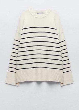 Свитер в полоску zara m оверсайз