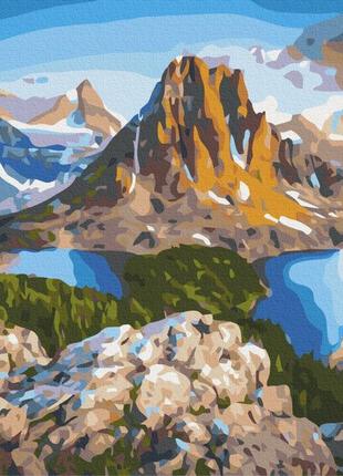 Преміум картина за номерами brushme 40x50см "озера біля скель гори" pbs21610