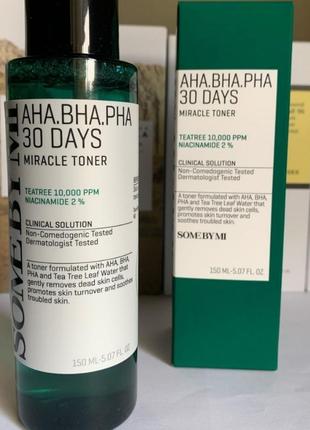 Очищающий тонер для проблемной кожи some by mi aha-bha-pha 30 days miracle toner 150 мл