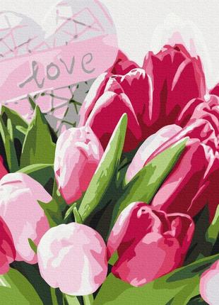 Преміум картина за номерами brushme 40x50см "тюльпани з любов'ю" pbs51324