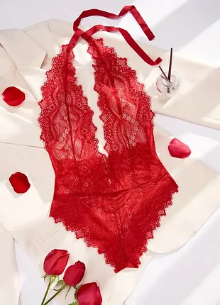 Гарячий мереживний боді червоний l-xl
