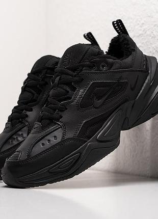 Кроссовки nike m2k tekno winter black (черные) мех/ зима