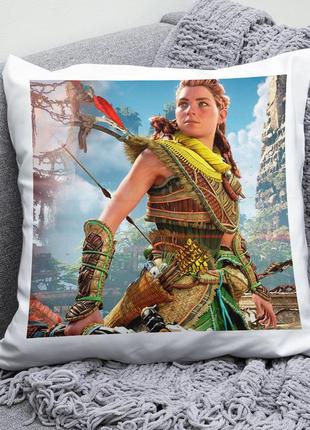 Декоративна подушка плюшевий подарунок з принтом horizon zero dawn