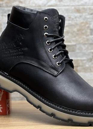 Ботинки кожаные зимние wrangler aviator black